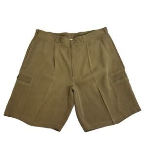 Caribbean Relaxed 100% Silk Zip Pleated Front Shorts Men’s 36 Brown
